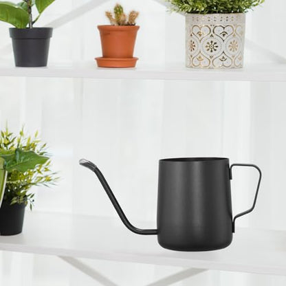 Small Watering Can Indoor Plants 12 OZ Mini Watering Can Stainless Steel - color: Black