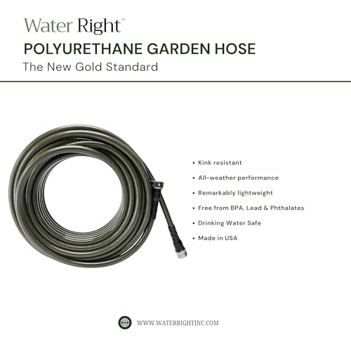 Water Right Polyurethane Garden Hose, 50 Ft, Non-toxic, 7/16” ID, Olive - color: Olive, size: 50-Foot