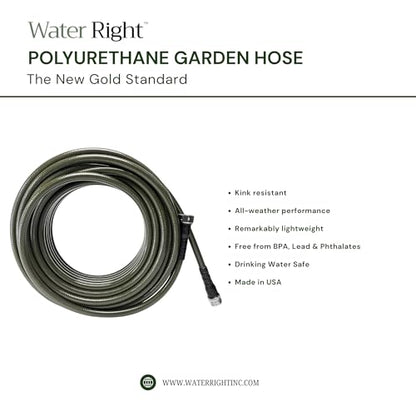 Water Right Polyurethane Garden Hose, 50 Ft, Non-toxic, 7/16” ID, Olive - color: Olive, size: 50-Foot