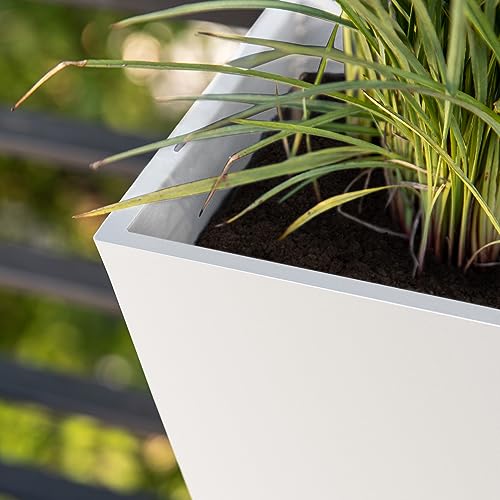 Veradek Pure Series Railing Planter - Tapered Window Box with Bracket - color: White, size: 36 inch