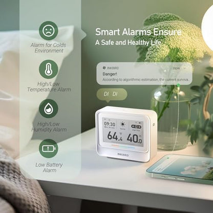 INKBIRD IBS-TH5 WiFi Thermometer Hygrometer, 9-in-1 with E-Ink Display