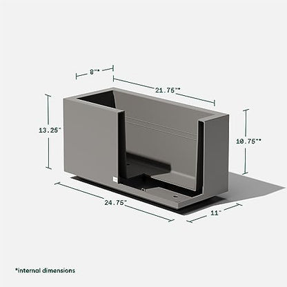 Veradek Block Series Long Box Planter - Rectangular Outdoor Planter - color: Gray, size: Small - 2 Pack