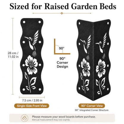 8 Pcs Decorative Raised Garden Bed Corner Brackets, Black