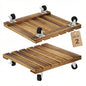 Bamworld Plant Caddy 12 Inch Wood Dolly with Wheels 2 Pack - size: 12inch-Square-2 pack