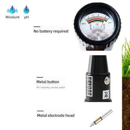 Soil Meters,Soil Test Kit,Soil PH/Moisture Tester Heavy Duty 295mm Long Probe&Large Screen for Garden Lawn Farm Indoor Outdoor Plants (No Battery Needed)