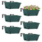 ETELI 6 Pack Deck Railing Planter Boxes Metal Hanging Window Boxes Planters - color: Green & Black