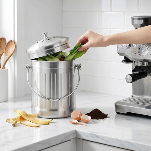 1.3 Gal Kitchen Countertop Compost Bin Countertop Composter