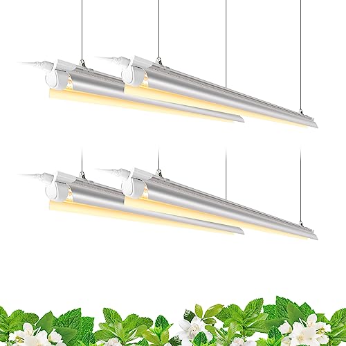 Barrina T8 Full Spectrum LED Grow Light, 4FT Plant Light Strips, 4 Packs - color: Yellow, size: 4ft-4 Packs