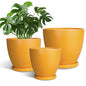 Ceramic Plant Pots - 10 Inch 8 Inch 6 Inch Planters, Orange - color: Matte Orange