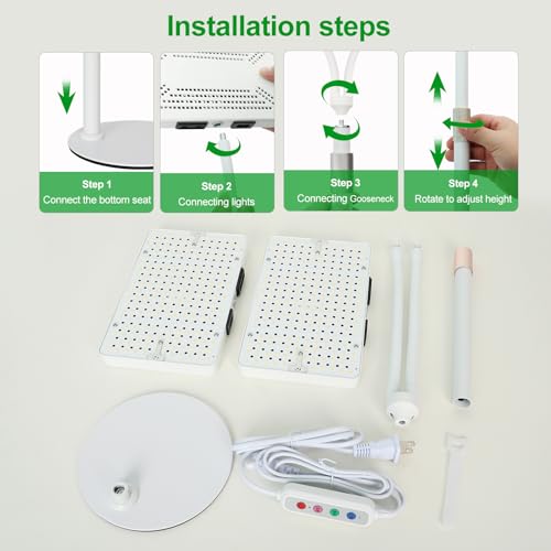2Head Tabletop Grow Lights for Seed Starting with Timer - size: 2Head-Timer
