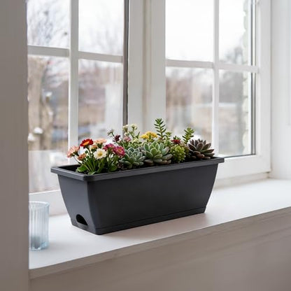 16.9 Inches Deck Railings Planter Box, 2Pcs Hanging Flower Pots, Grey - color: Gray