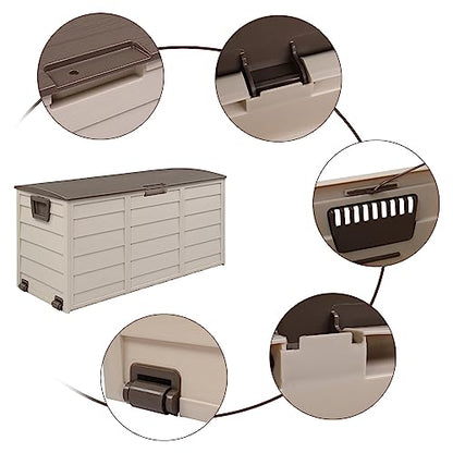 VINGLI 75 Gallon Weatherproof Outdoor Storage Box, Brown - color: Brown