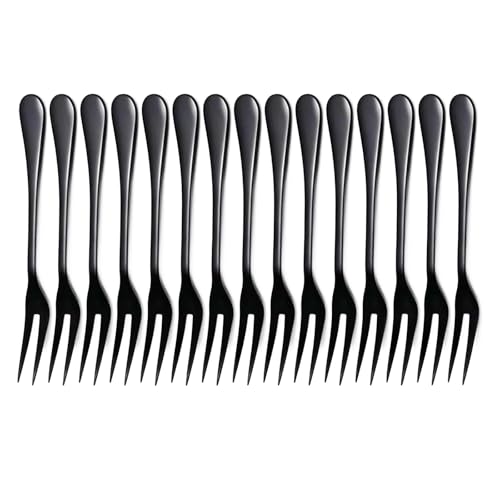 Black Crab Stainless Steel Forks, 2 Prong, 5 Inches, Set of 15 - size: Black