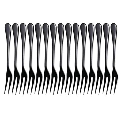 Black Crab Stainless Steel Forks, 2 Prong, 5 Inches, Set of 15 - size: Black