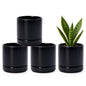 D'vine Dev 4-Pack Ceramic Pots with Saucers, Black, 4.7 in, 94-X-B-2 - color: Black, size: 4.7 Inch