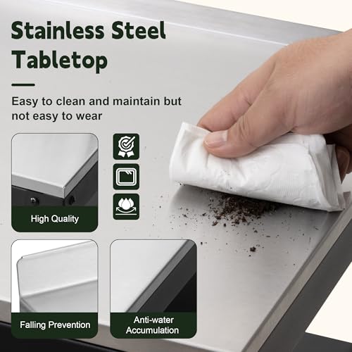 Feasto Heavy-Duty Potting Bench with Storage & Stainless Steel Top - color: Black