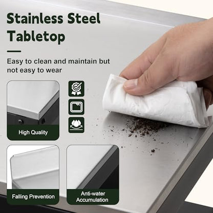 Feasto Heavy-Duty Potting Bench with Storage & Stainless Steel Top - color: Black