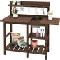 SERWALL Outdoor Potting Bench with Removable Sink,Gardening Table,Coffee - color: Coffee, size: Classic