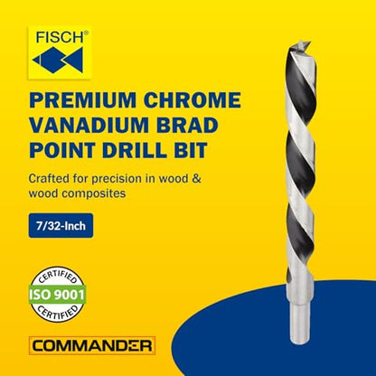 Chrome-Vanadium Brad Point - Ground Wood Drill Bit Woodworking -7/32 Inch - size: 7/32 in