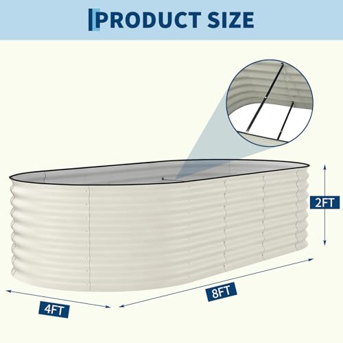 Garvee 2 Pack 8x4x2ft Galvanized Raised Garden Bed, Oval Metal Planter Box - color: Beige-oval, size: 8x4x2ft 2pcs