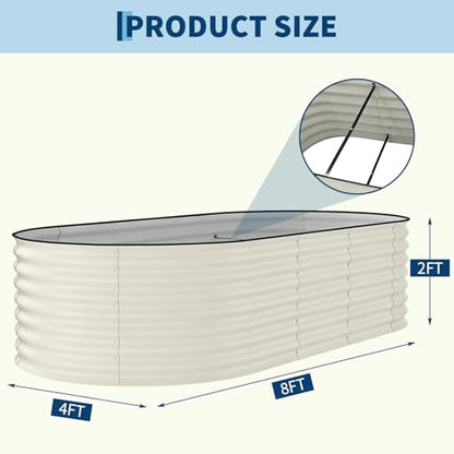 Garvee 2 Pack 8x4x2ft Galvanized Raised Garden Bed, Oval Metal Planter Box - color: Beige-oval, size: 8x4x2ft 2pcs