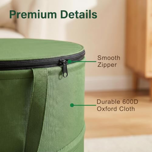 27 Gallon Collapsible Outdoor Trash Can Recycle Bin with Zipper Lid - size: 27 Gallons-With Lid