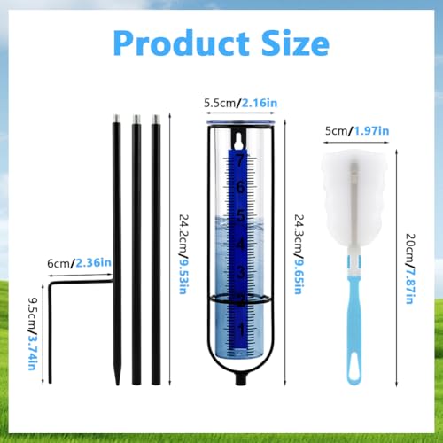 Rain Gauge Outdoor with Sponge Brush,Rain Water Meter for Yard
