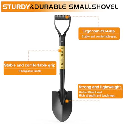 HIGHLIGHT Small Kids Shovel for Digging, 28Inch Wooden D Grip Round