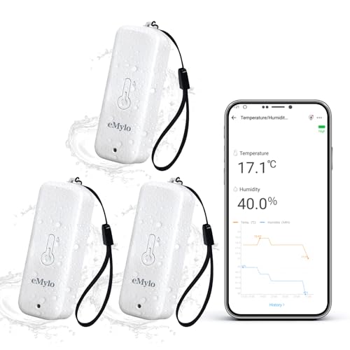 eMylo Zigbee Temperature Humidity Sensor-3 Pack, IP65 Waterproof