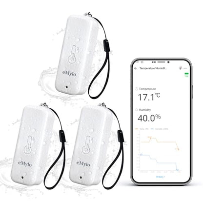 eMylo Zigbee Temperature Humidity Sensor-3 Pack, IP65 Waterproof