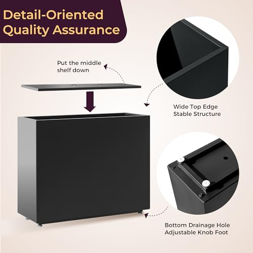Tall Divider Metal Planter Box 36Wx11Dx30H, Quick 5-Min Assembly - size: 36Wx11Dx30H