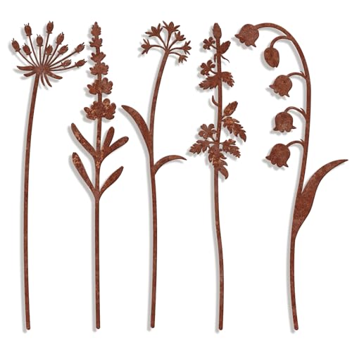 5pcs Metal Flowers Decorative Garden Stakes Garden Art Plant Stakes - color: Flowers