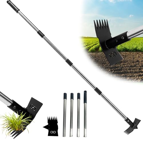 Weed Puller Tool with Long Handle 3 in 1 Manual Garden Hoe Heavy Duty Weeder Remover Tool for Yard, Lawn, Patio and Garden