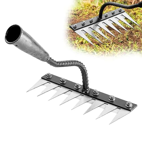 Weed Puller Tool - Upgrade Iron Weeding Rake, 2026 New Iron Rake for Gardening and Weeding, 8 Teeth Manual Weeder Remover Too, Detachable Garden Weeder Tool for Dethatching Lawn Loosening