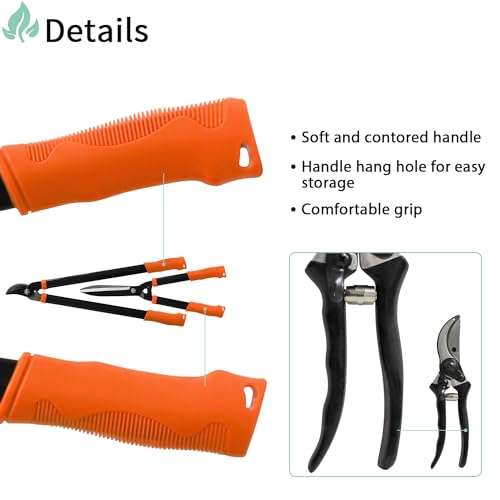 SunnyRoyal 3 pieces Garden Tools Set - Lopper & Pruning Shear & Tree Trimmer Pruner for Lawn Garden Yard Branch Cutting