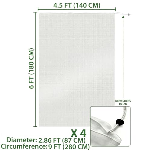 Fruit Tree Protection Bags 4.5x6 FT | Pack of 4 Garden & Insect Netting - size: 4.5 x 6.0 FT