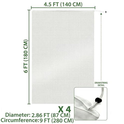 Fruit Tree Protection Bags 4.5x6 FT | Pack of 4 Garden & Insect Netting - size: 4.5 x 6.0 FT