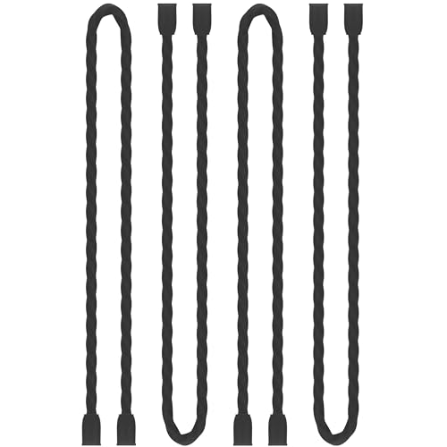 4Pcs 24-inch Silicone Cable Ties Reusable Steel-Core Silicone Twist Cable Tie Straps for Bundling and Organizing Colorful Bendable Holder Strap for Indoor and Out All Purpose, Black - color: Black, size: 24 Inch