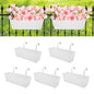 16 Inch Railing Planters Box Metal Hanging Flower Pot 5 Pcs - color: White-5pcs