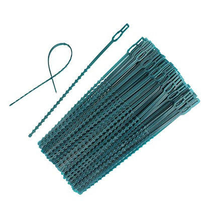 KINGLAKE GARDEN 9 Inch Green Plastic Adjustable Garden Twist Ties, 100 PCS Lock Style