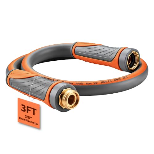 Garden Hose 3ft x 5/8", Heavy Duty Water Hose, Kink Resistant - color: Gray, size: 3FT