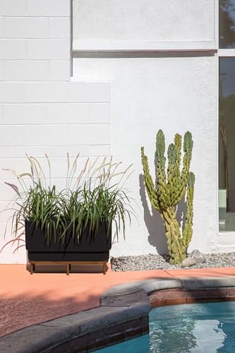 Veradek Demi Series Raised Long Planter - Wide Planter with Stand - color: Black/Brown, size: 30 inch