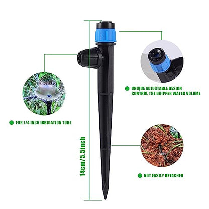 50 Pcs 360° Adjustable Drip Irrigation Spray Emitters - style: 50pcs-Blue 360 Degree Sprayer