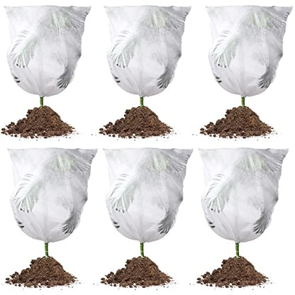 Shappy 6 Pcs Plant Covers Freeze Protection Winter Frost Blanket for Outdoor Plant Bag 23.6 x 31.5 Inch, 31.5 x 39.4 Inch Shrub Jacket with Drawstring Reusable Frost Cloth for Cold Weather Fruit Tree - size: 23.6 x 31.5 Inch, 31.5 x 39.4 Inch