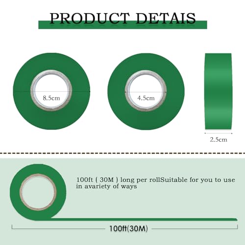 6 Pack Dark Green Flagging Tape, Non-Adhesive Marking Tape, 1"*600ft - color: Dark Green