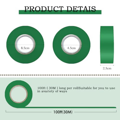 6 Pack Dark Green Flagging Tape, Non-Adhesive Marking Tape, 1"*600ft - color: Dark Green