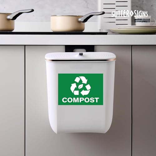 Compost Stickers, Green, 7" x 10" (Pack of 4) - size: 7" x 10" (Pack of 4)