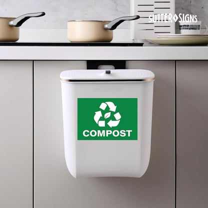 Compost Stickers, Green, 7" x 10" (Pack of 4) - size: 7" x 10" (Pack of 4)