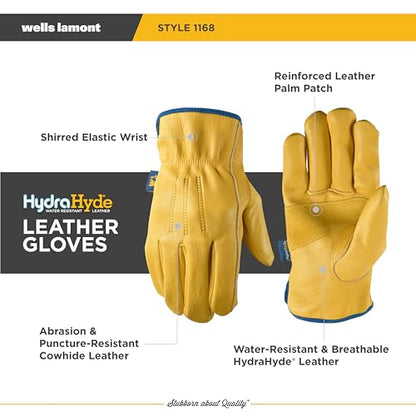 Wells Lamont Men's Slip-On HydraHyde Leather Work Gloves - color: Saddletan, size: X-Large, style: Slip-on