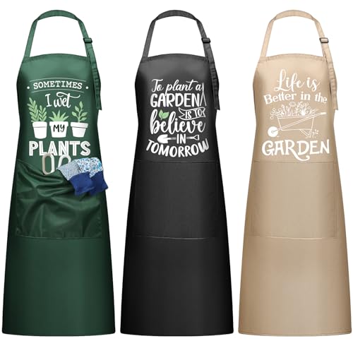 3 Pcs Funny Garden Aprons for Women with Pockets